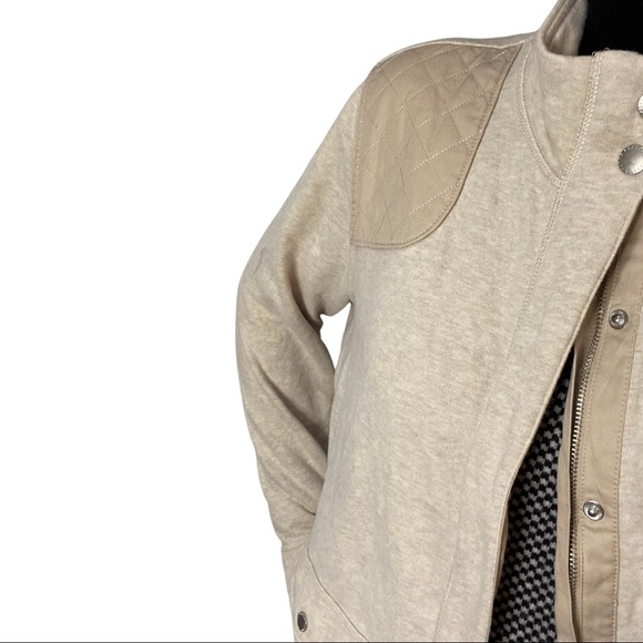 Preppy Button& Zip Sweatshirt Jacket with Patch Shoulder Size 2XL / Lauren RL - Picture 6 of 14